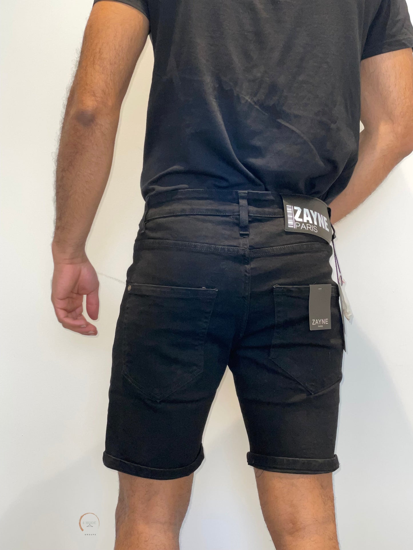 SHORT EN JEAN NOIR HOMME GRANDE TAILLE