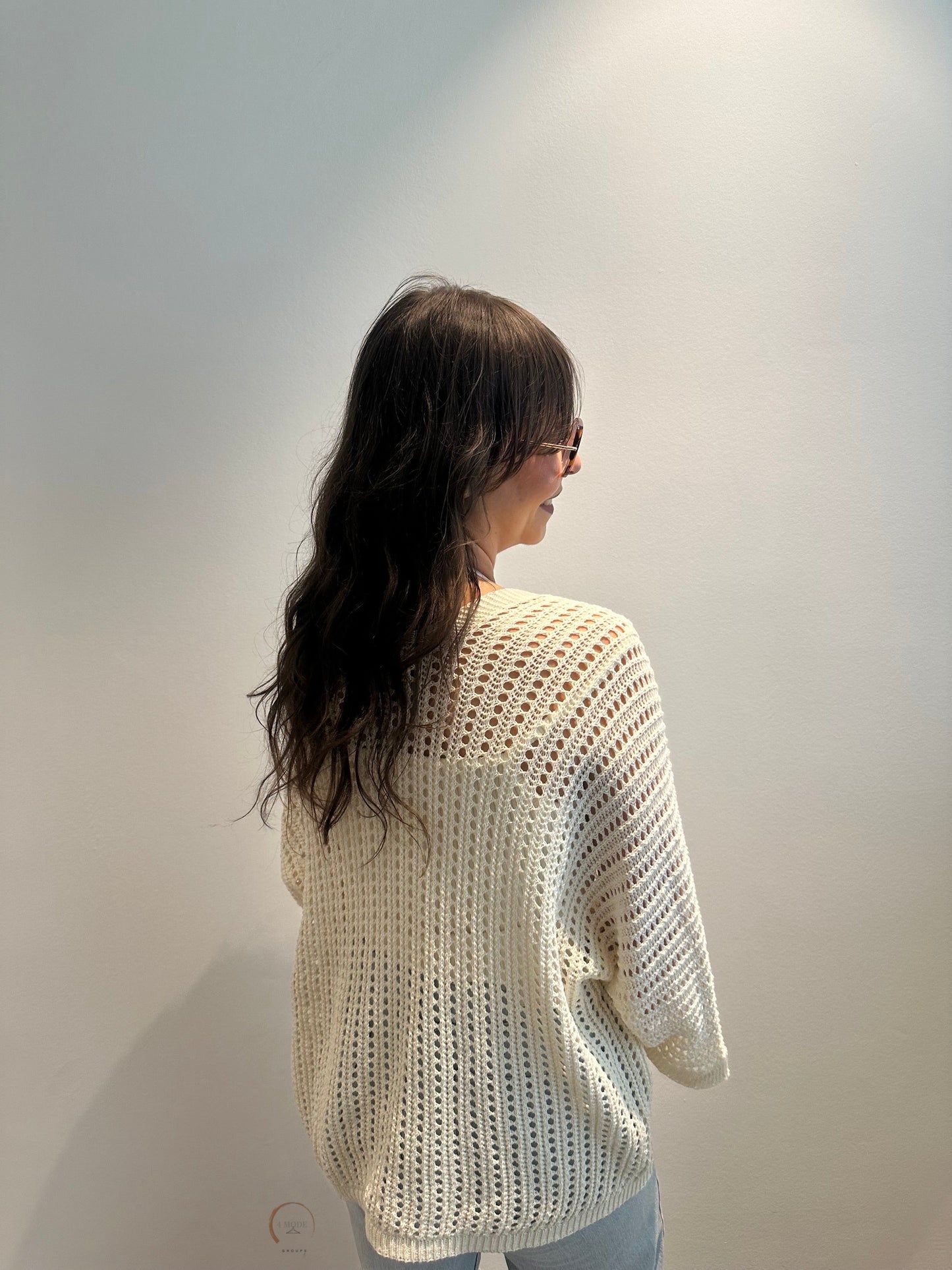 CARDIGAN EN TRICOT - CRÈME -