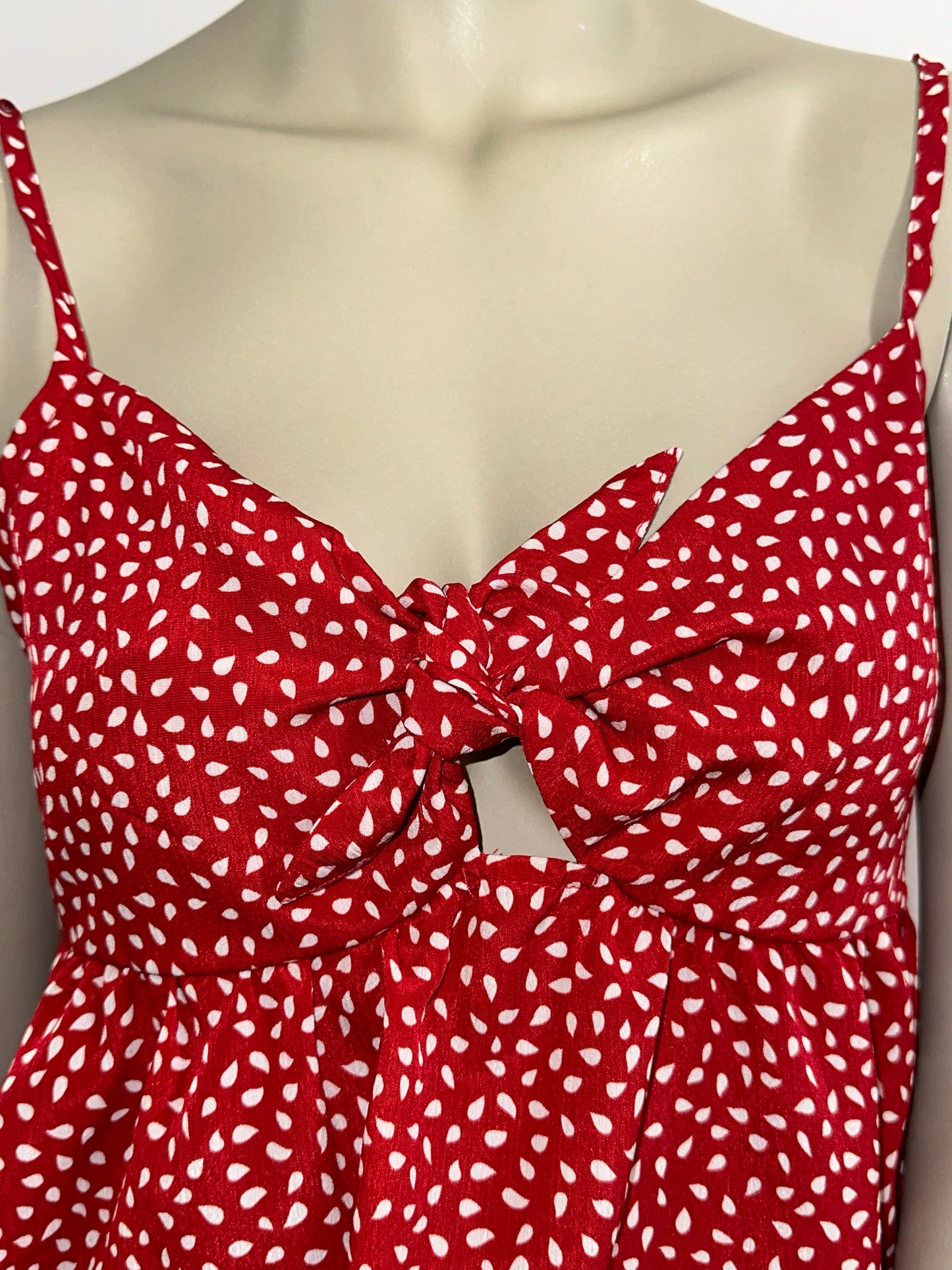 TOP ROUGE À POIS BLANC FEMME