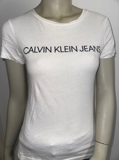 T-SHIRT "CALVIN KLEIN" BLANC MANCHE COURTE FEMME